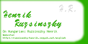 henrik ruzsinszky business card